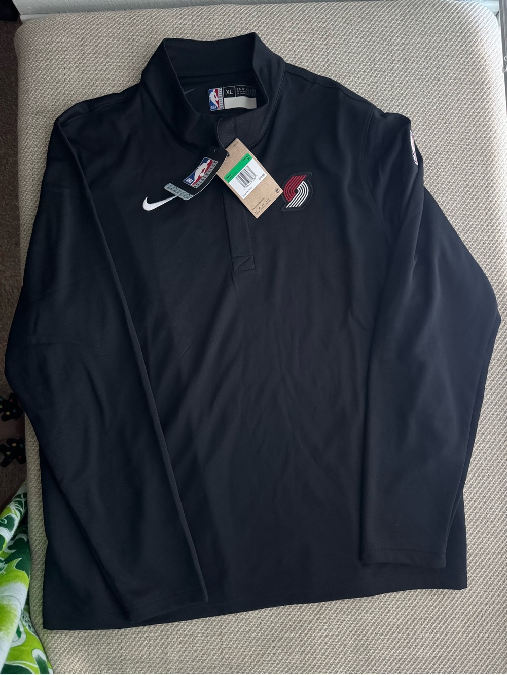 Nike Black Portland Trail Blazers Quarter-Zip Pullover - Men